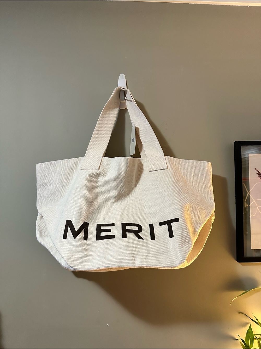 MERIT Canvas Tote Bag in Cream